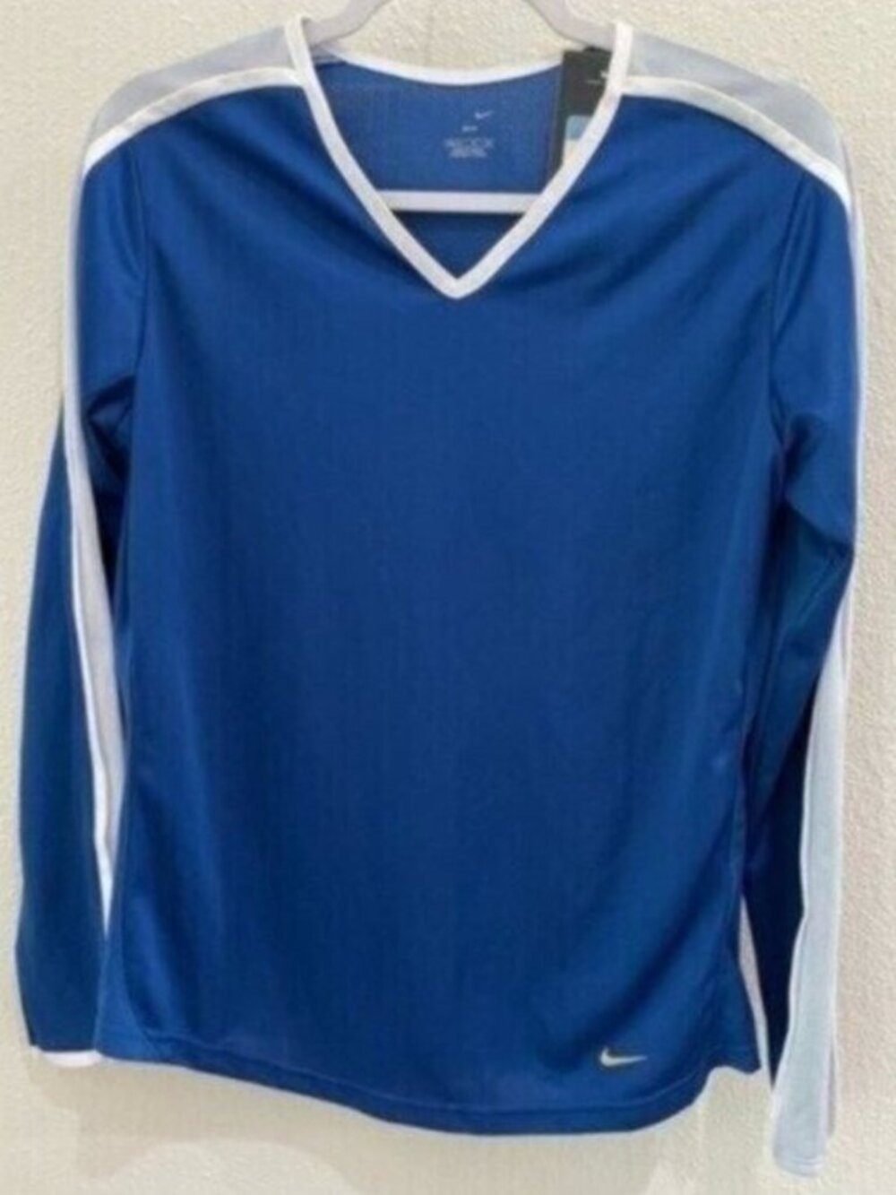 New Nike Athletic Long Sleeve Top Blue Perforated Lightweight